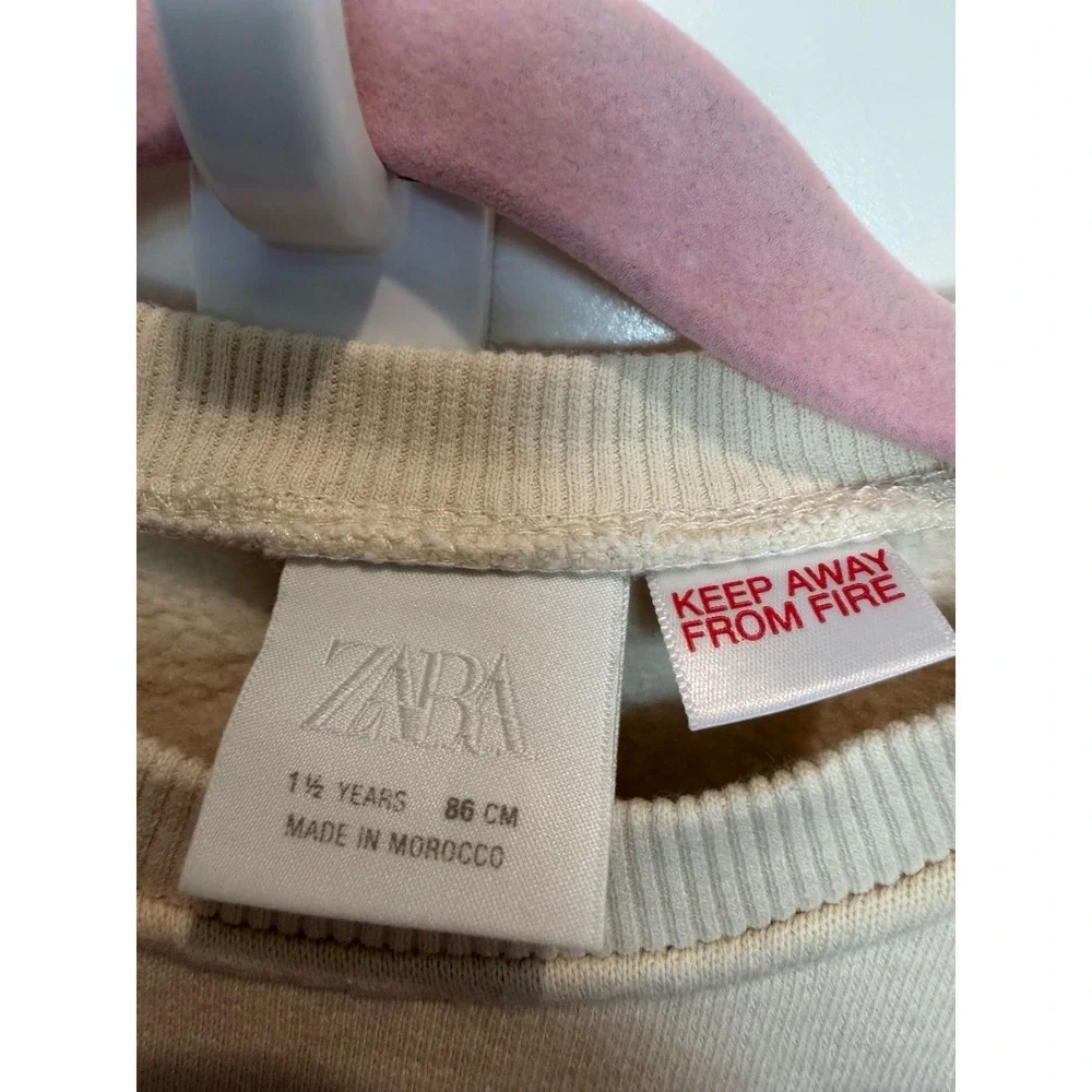 13.Zara Kids Cream Heart Applique In My Glitter Era Sweatshirt 18-24 Months 86cm